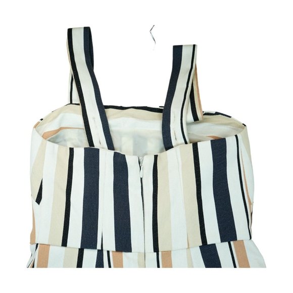 ASOS Navy, Brown, Beige & White Stripe Pinny Jumpsuit In Stripe‎ Size 4 - Picture 10 of 12